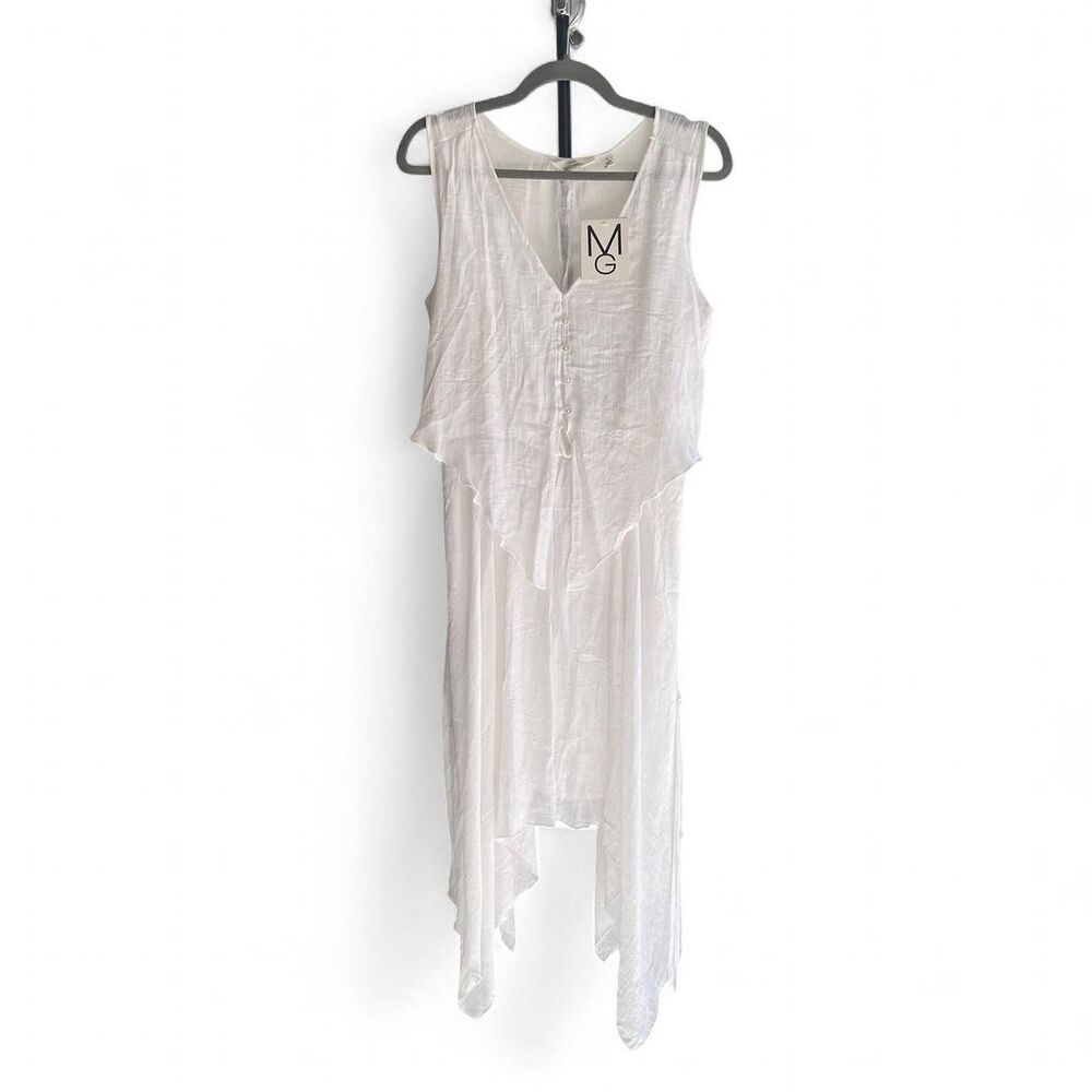 Mlle Gabrielle white Asymmetrical midi dress size L